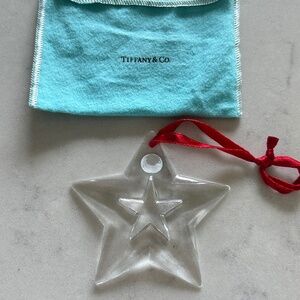 Tiffany & Co. Large Crystal Star Christmas Ornament With Blue Felt Bag